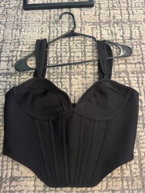 PrettyLittleThing Black Structured Bustier Top